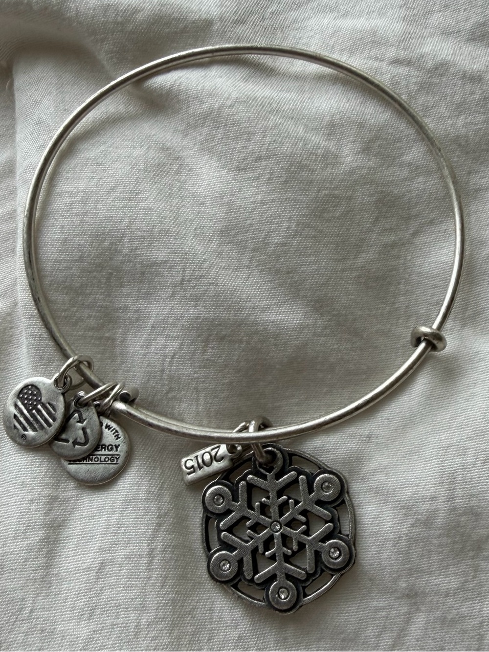 Alex and Ani Silver Snowflake Charm Bangle Bracelet - 2015
